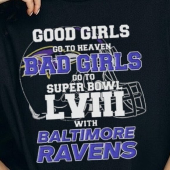 Good Girls Heaven Bad Girls Super Bowl Ravens T-Shirt Baltimore Fan Tee 51 - Picture 2 of 5